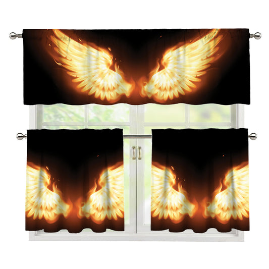 Flame Wings Print 3 Piece Kitchen Curtains