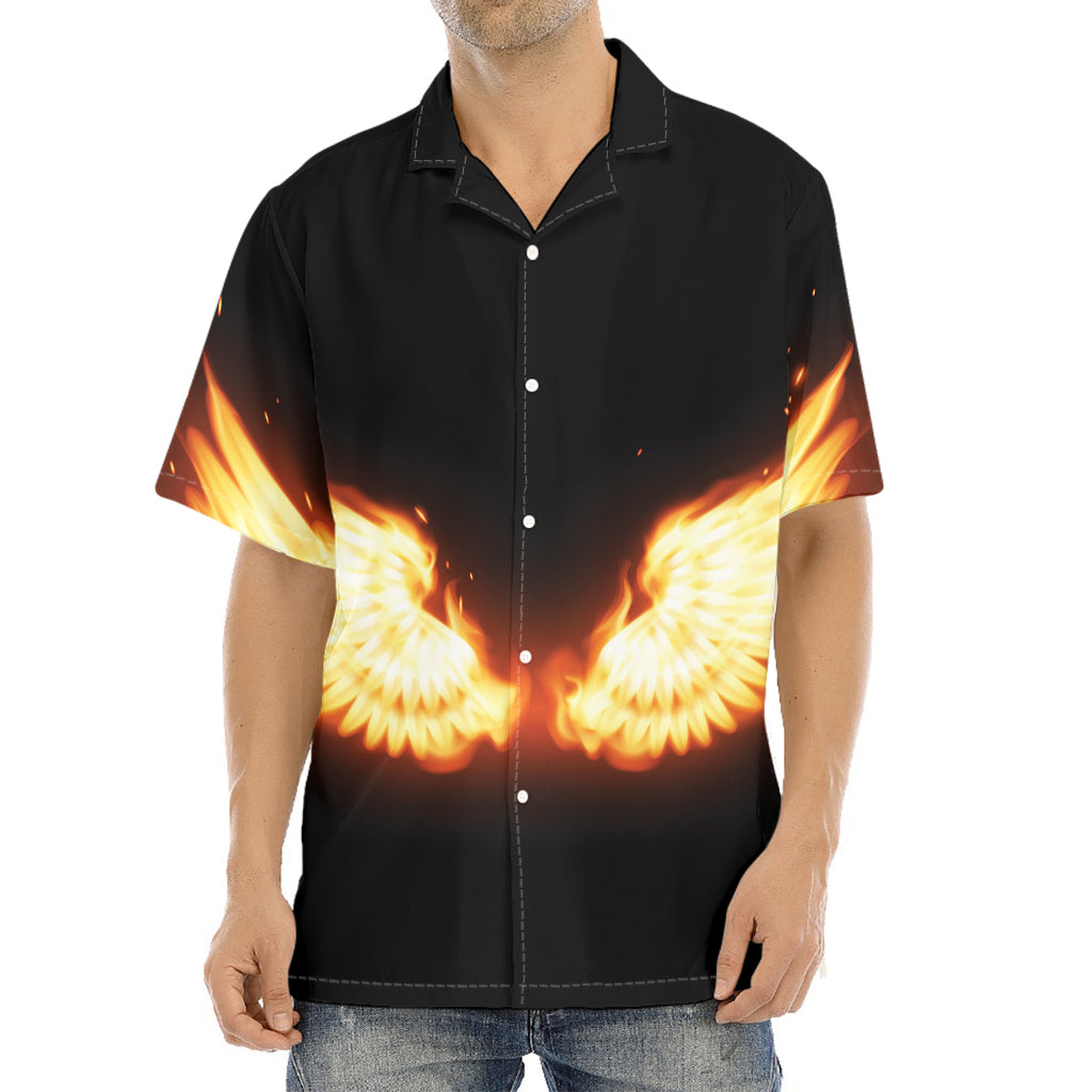 Flame Wings Print Aloha Shirt