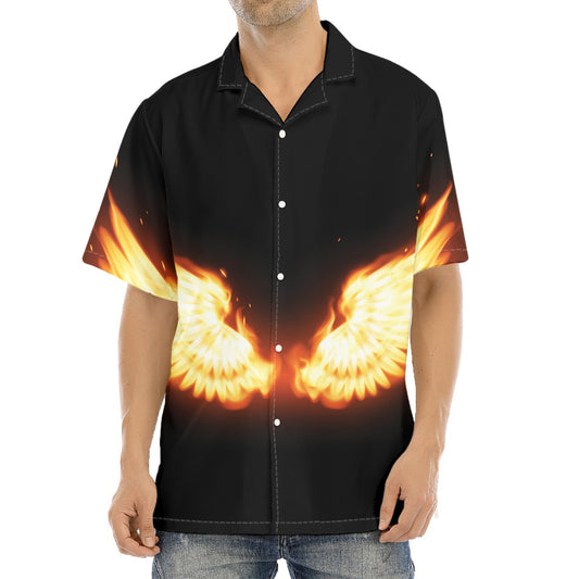 Flame Wings Print Aloha Shirt