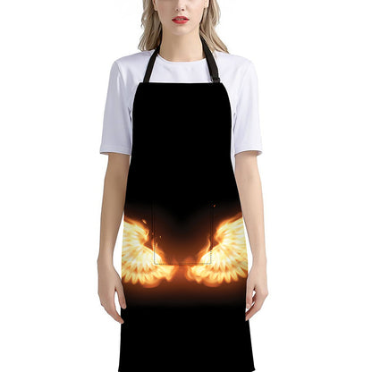 Flame Wings Print Bib Apron With Pocket