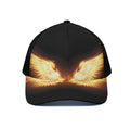 Flame Wings Print Black Mesh Trucker Hat