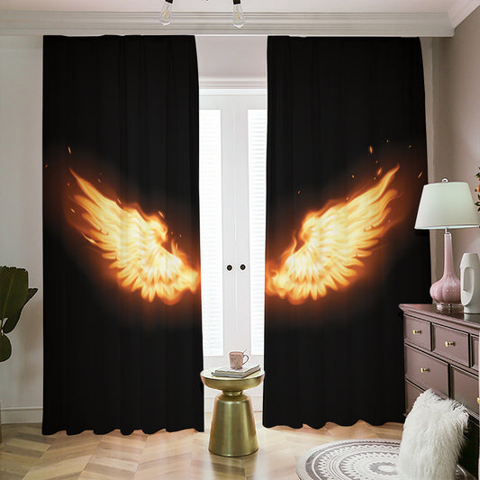 Flame Wings Print Blackout Pencil Pleat Curtains