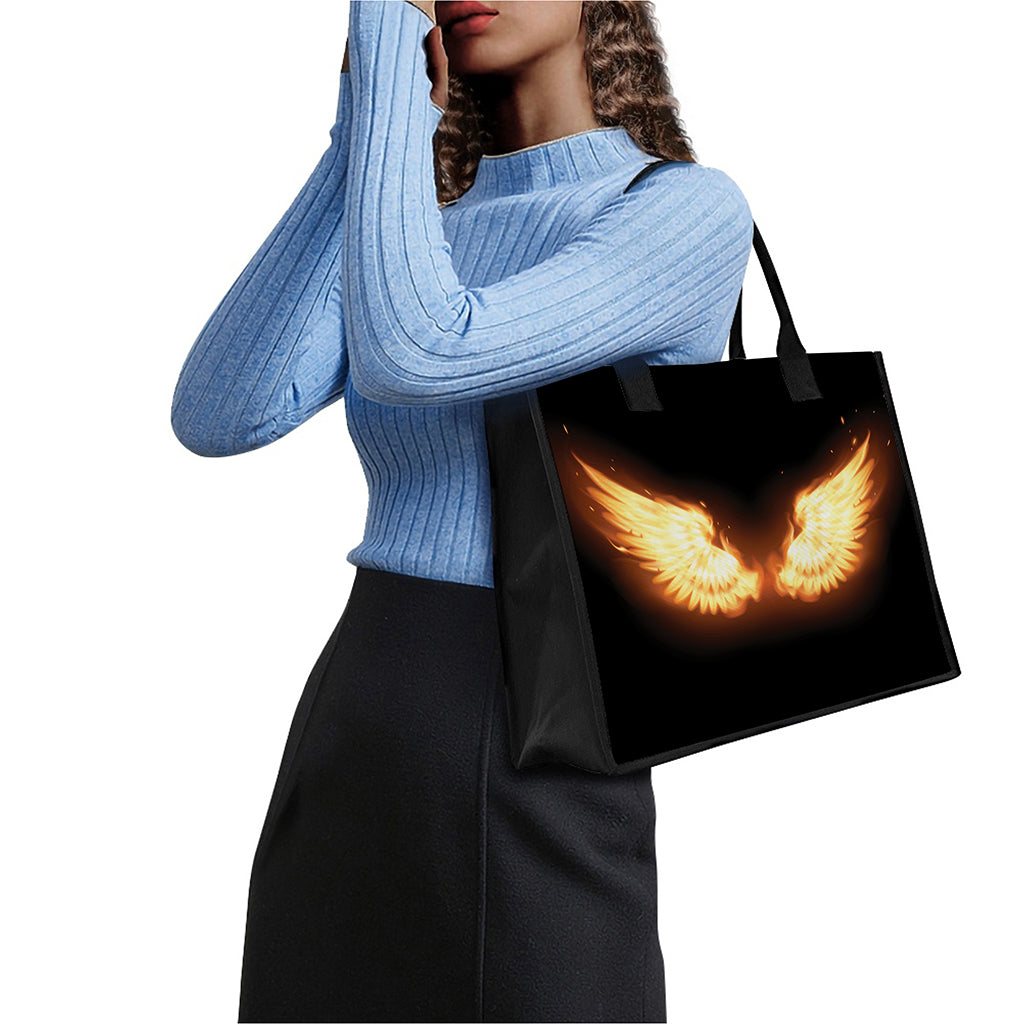Flame Wings Print Canvas Tote Bag