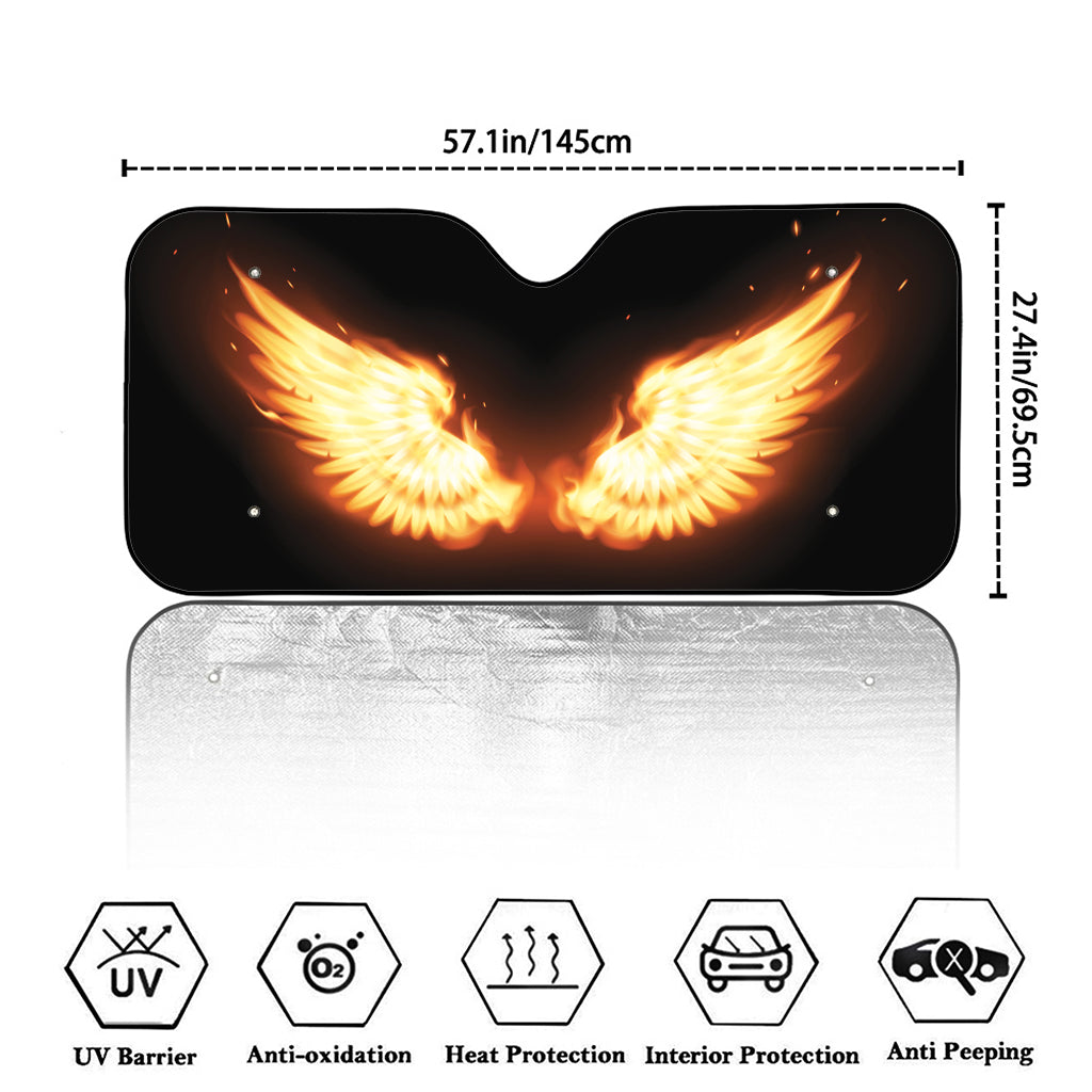 Flame Wings Print Car Windshield Sun Shade