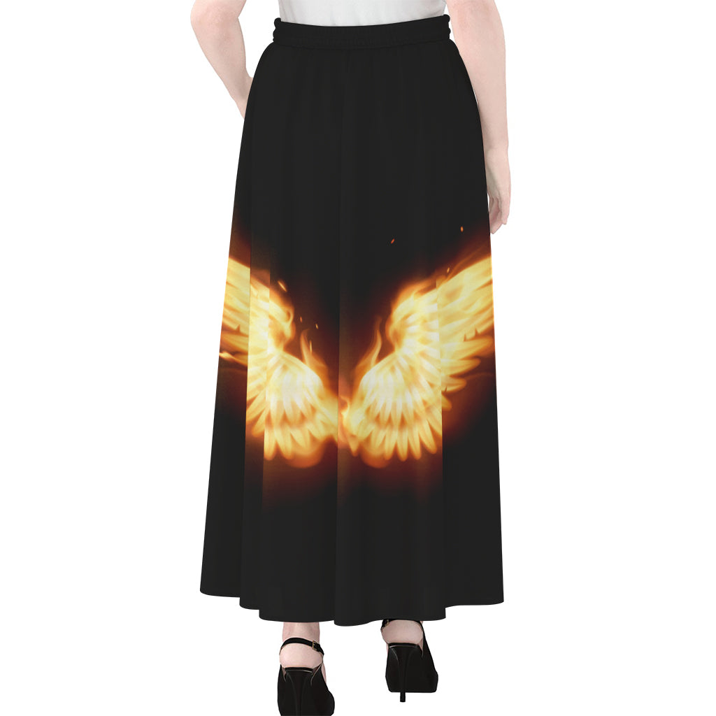 Flame Wings Print Chiffon Maxi Skirt