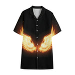 Flame Wings Print Cotton Hawaiian Shirt