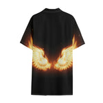 Flame Wings Print Cotton Hawaiian Shirt