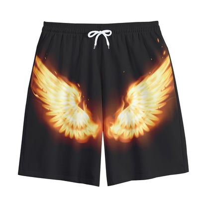 Flame Wings Print Cotton Shorts