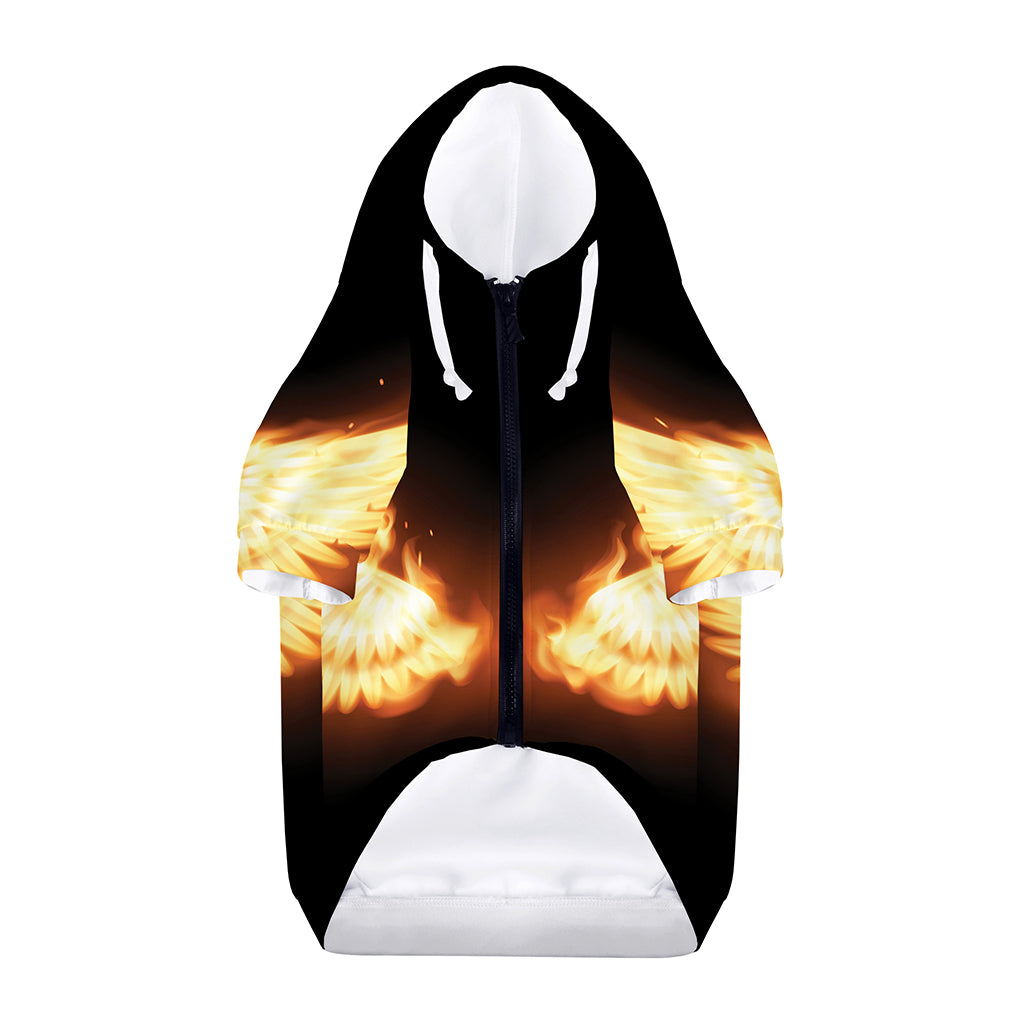Flame Wings Print Dog Zip Up Hoodie