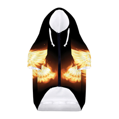 Flame Wings Print Dog Zip Up Hoodie