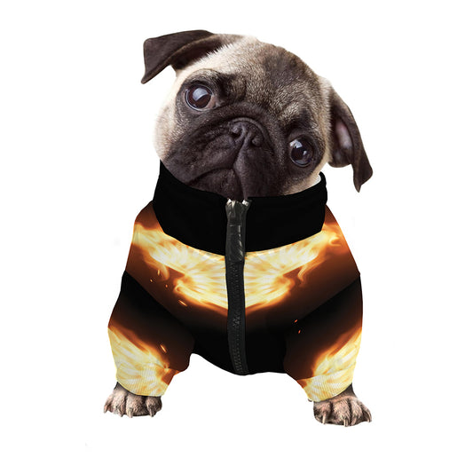 Flame Wings Print Dog Zip Up Jacket