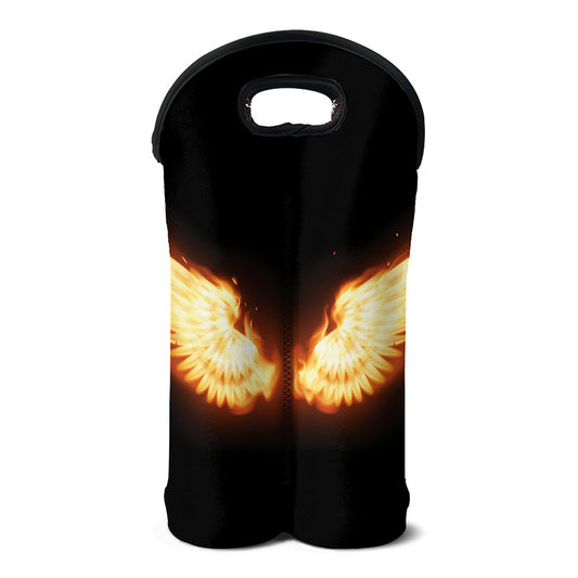 Flame Wings Print Double Neoprene Wine Tote