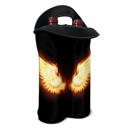 Flame Wings Print Double Neoprene Wine Tote