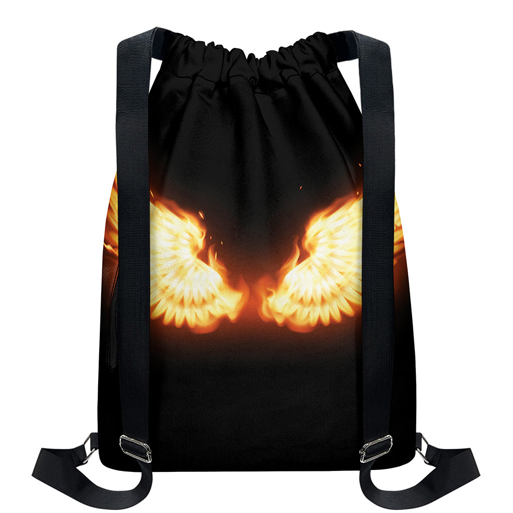 Flame Wings Print Drawstring Backpack