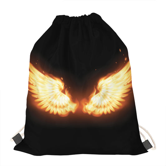 Flame Wings Print Drawstring Bag