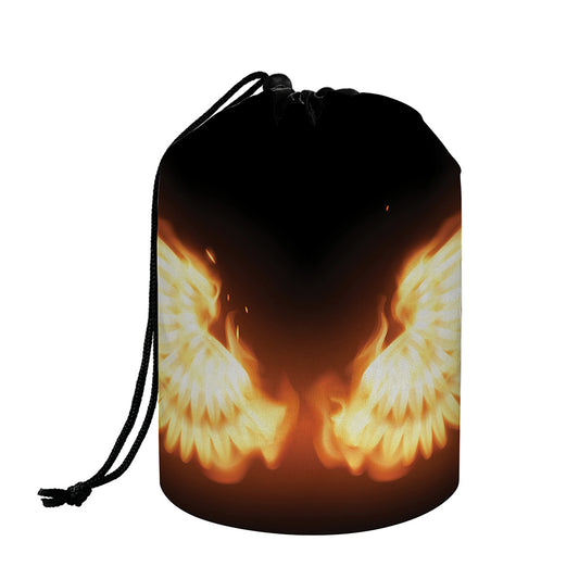 Flame Wings Print Drawstring Makeup Bag