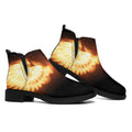 Flame Wings Print Flat Ankle Boots