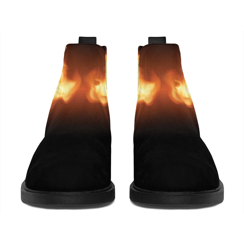 Flame Wings Print Flat Ankle Boots