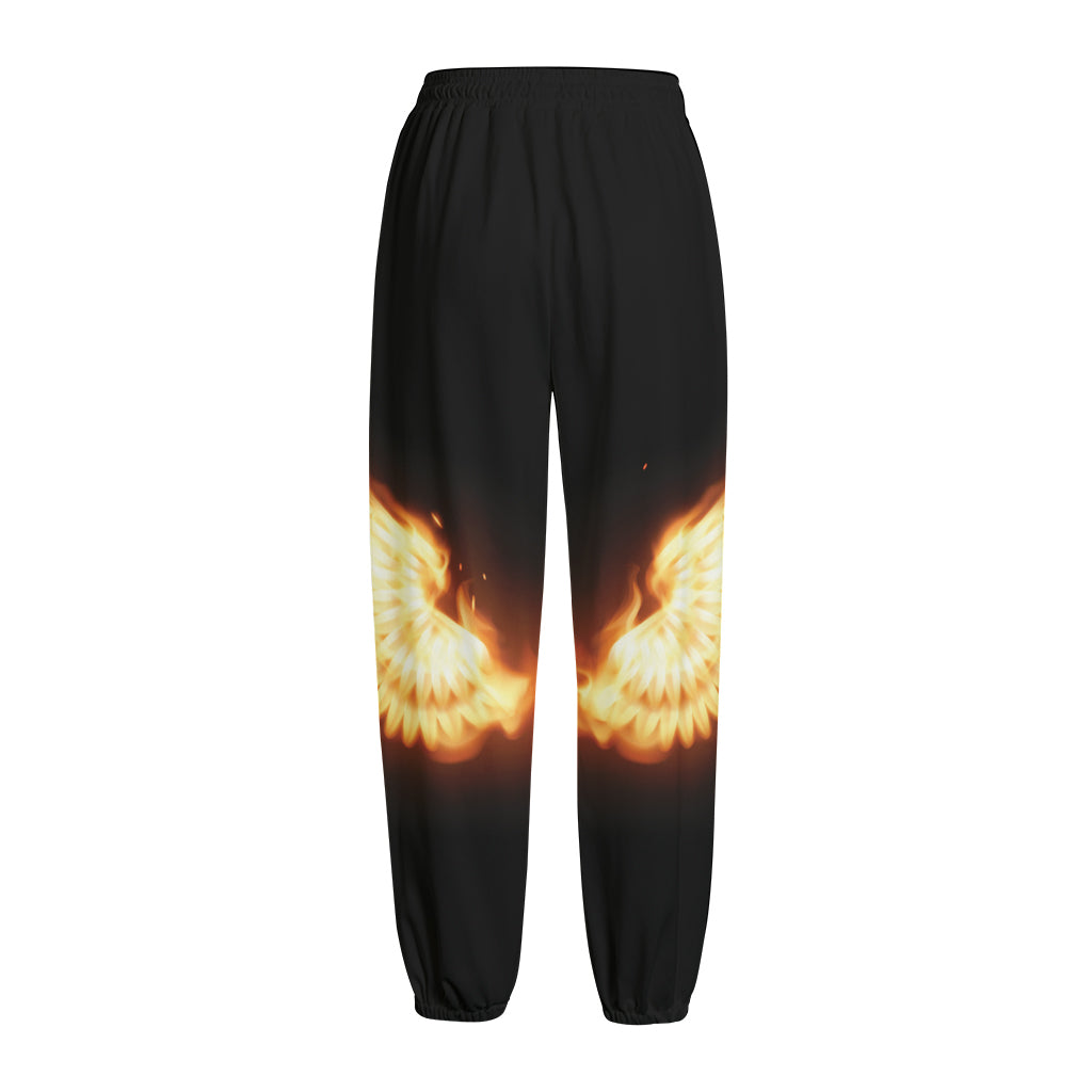 Flame Wings Print Fleece Lined Knit Pants