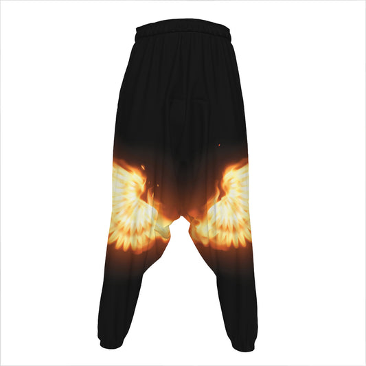 Flame Wings Print Hammer Pants