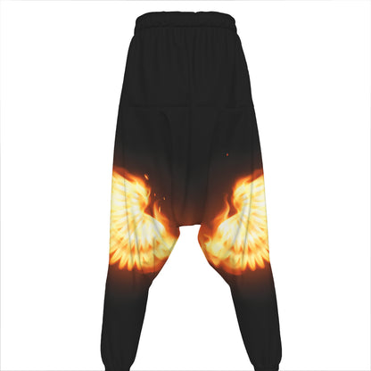 Flame Wings Print Hammer Pants