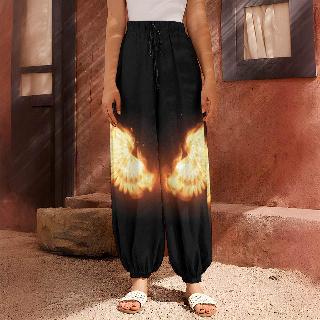 Flame Wings Print Harem Pants