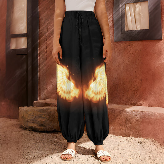 Flame Wings Print Harem Pants