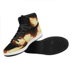 Flame Wings Print High Top Leather Sneakers