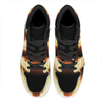 Flame Wings Print High Top Leather Sneakers