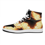 Flame Wings Print High Top Leather Sneakers