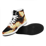 Flame Wings Print High Top Leather Sneakers