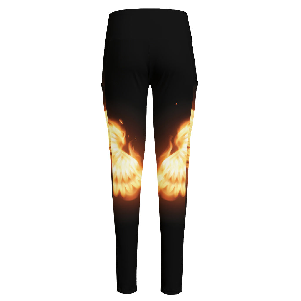 Flame Wings Print High-Waisted Pocket Leggings