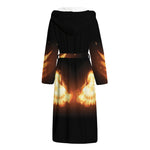 Flame Wings Print Hooded Bathrobe