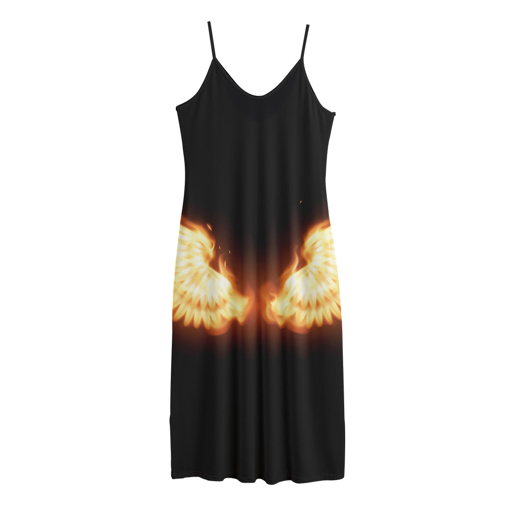 Flame Wings Print Jersey Midi Cami Dress