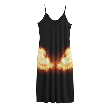 Flame Wings Print Jersey Midi Cami Dress