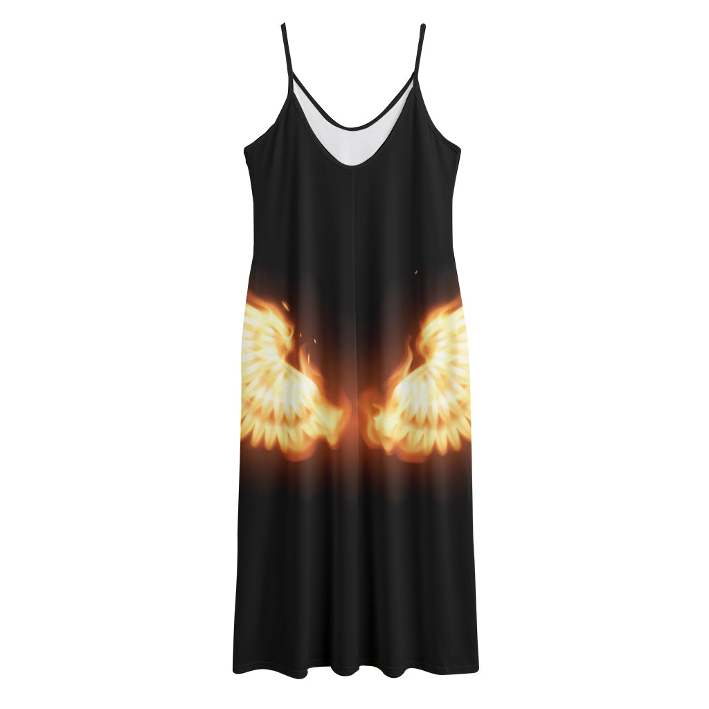 Flame Wings Print Jersey Midi Cami Dress