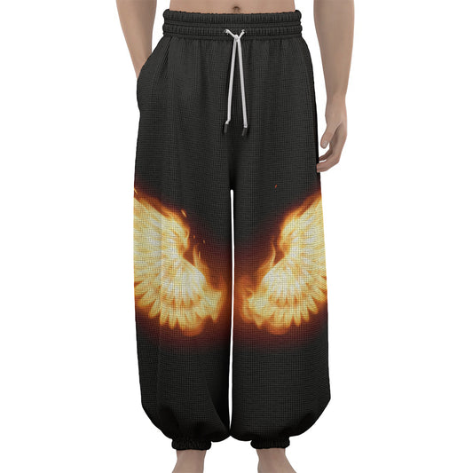 Flame Wings Print Lantern Pants