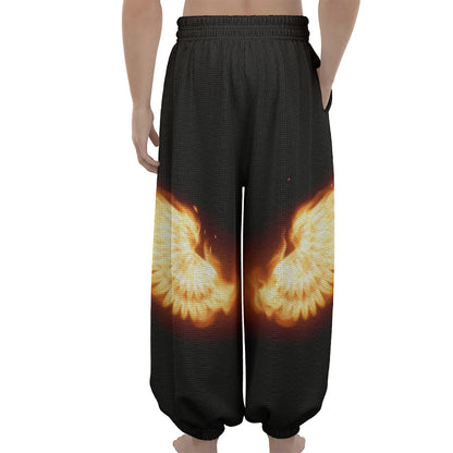 Flame Wings Print Lantern Pants