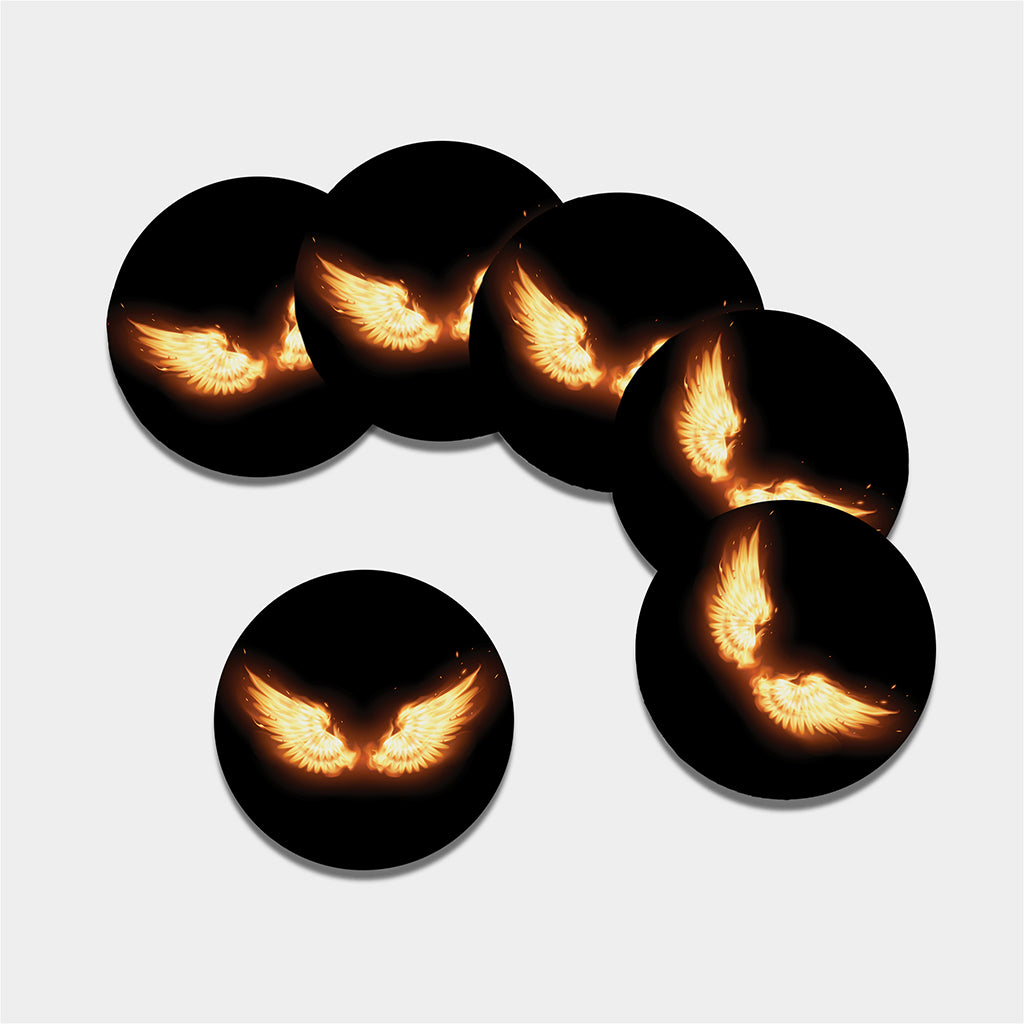Flame Wings Print Leather Coaster Set