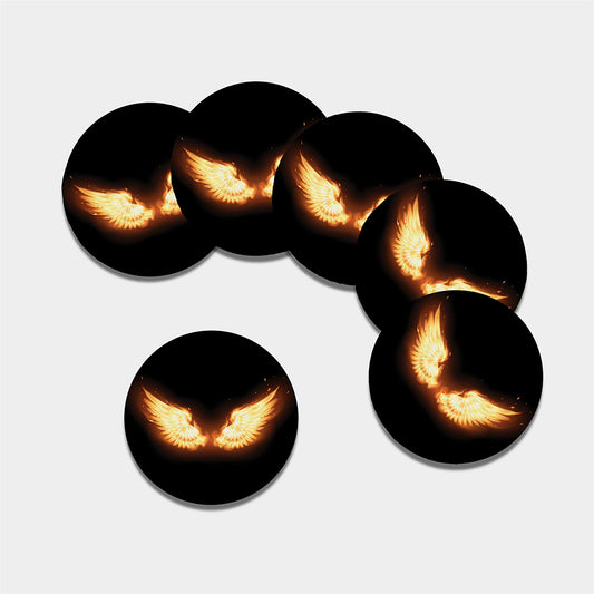Flame Wings Print Leather Coaster Set