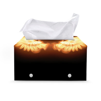 Flame Wings Print Leather Tissue Box Cover