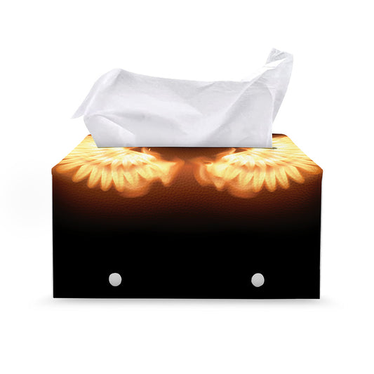 Flame Wings Print Leather Tissue Box Cover