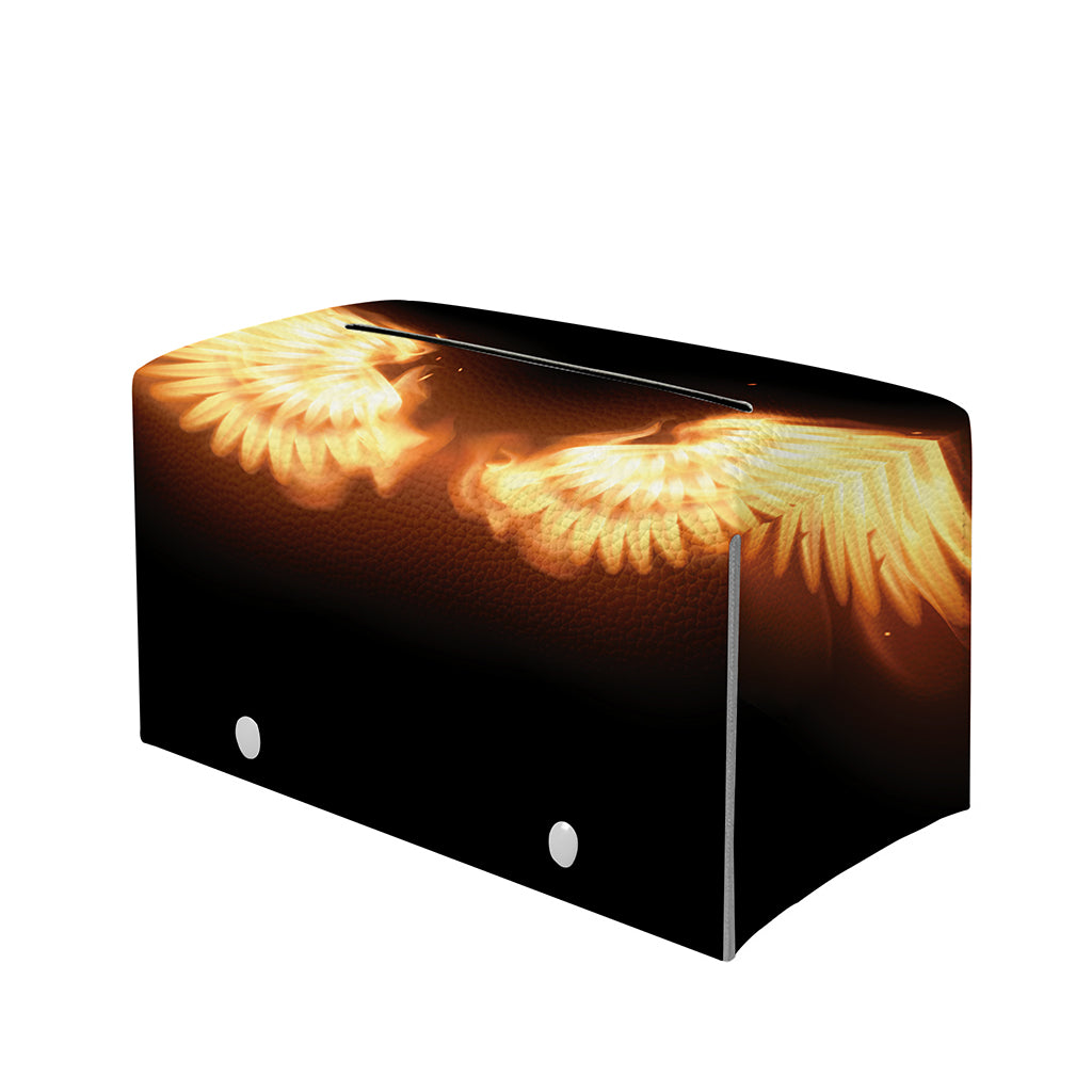 Flame Wings Print Leather Tissue Box Cover