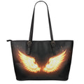 Flame Wings Print Leather Tote Bag With Zipper