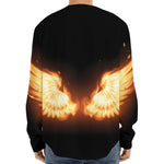 Flame Wings Print Long Sleeve Baseball Jersey