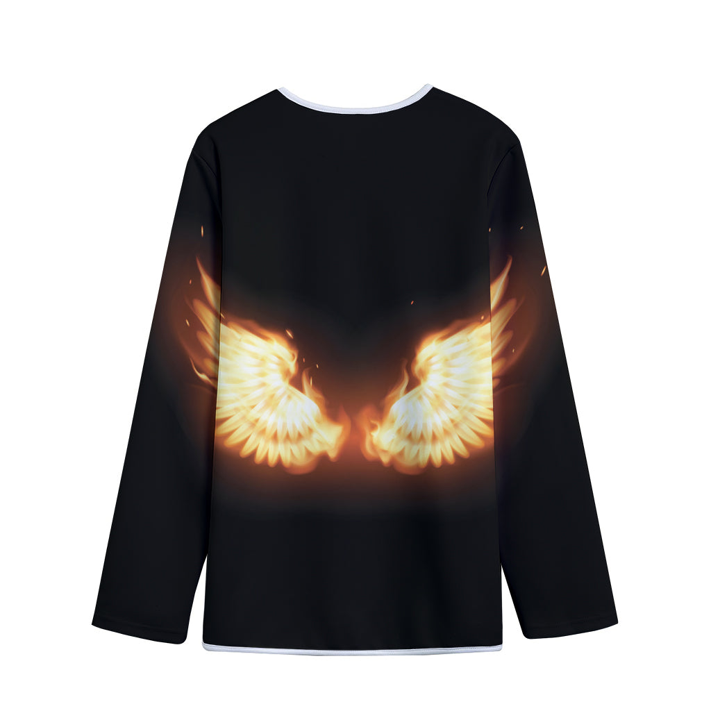 Flame Wings Print Long Sleeve Short Coat