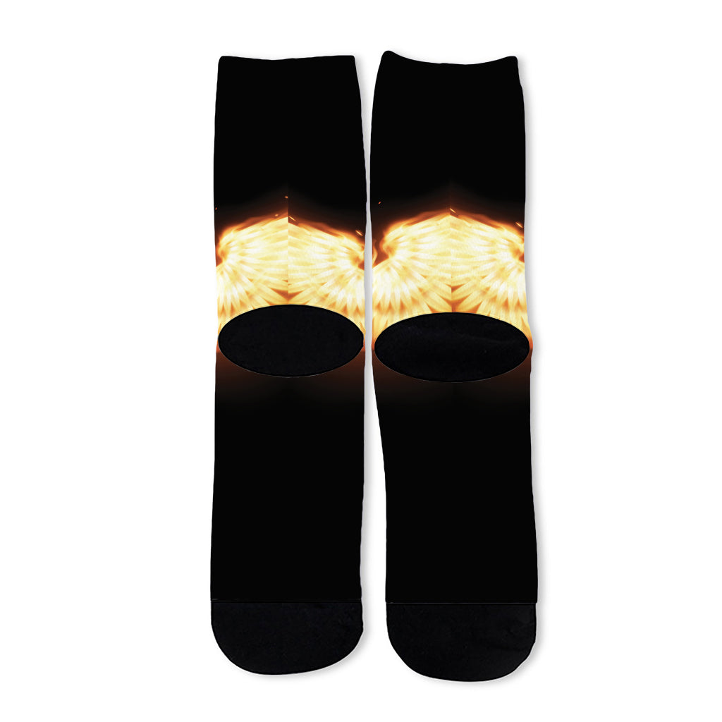 Flame Wings Print Long Socks