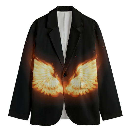 Flame Wings Print Men's Blazer