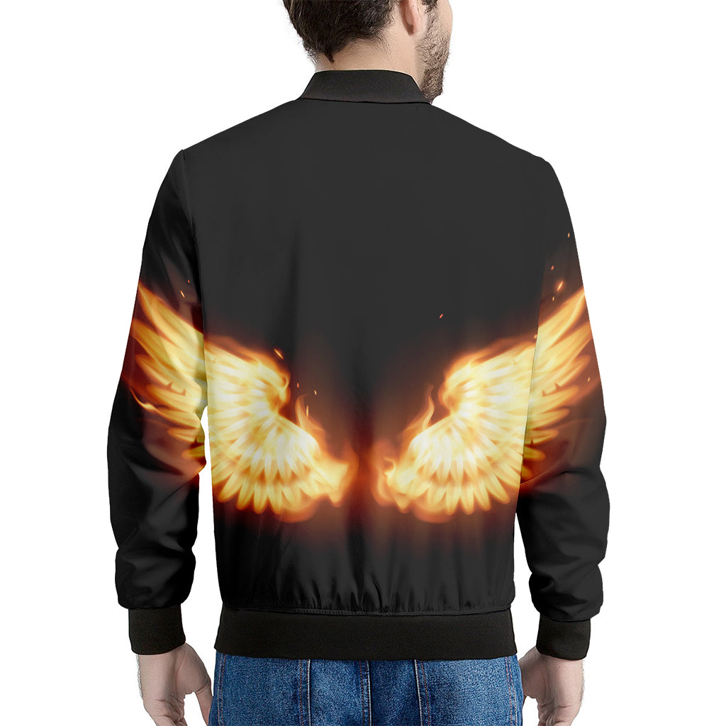 Flame Wings Print Men's Bomber Jacket