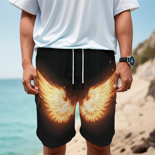 Flame Wings Print Men's Cargo Shorts